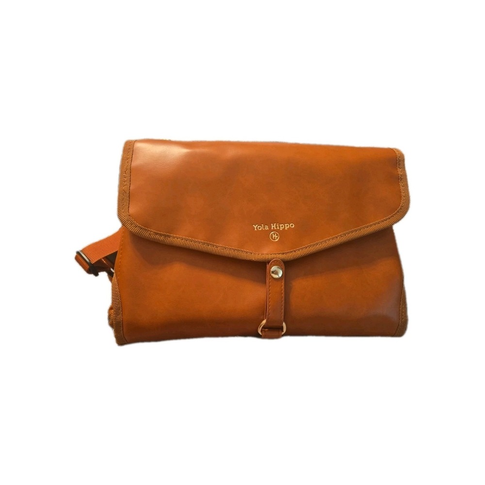 Yola Hippo Baby Vegan Leather Diaper Changing Pad W/Shoulder Strap Head Pillow